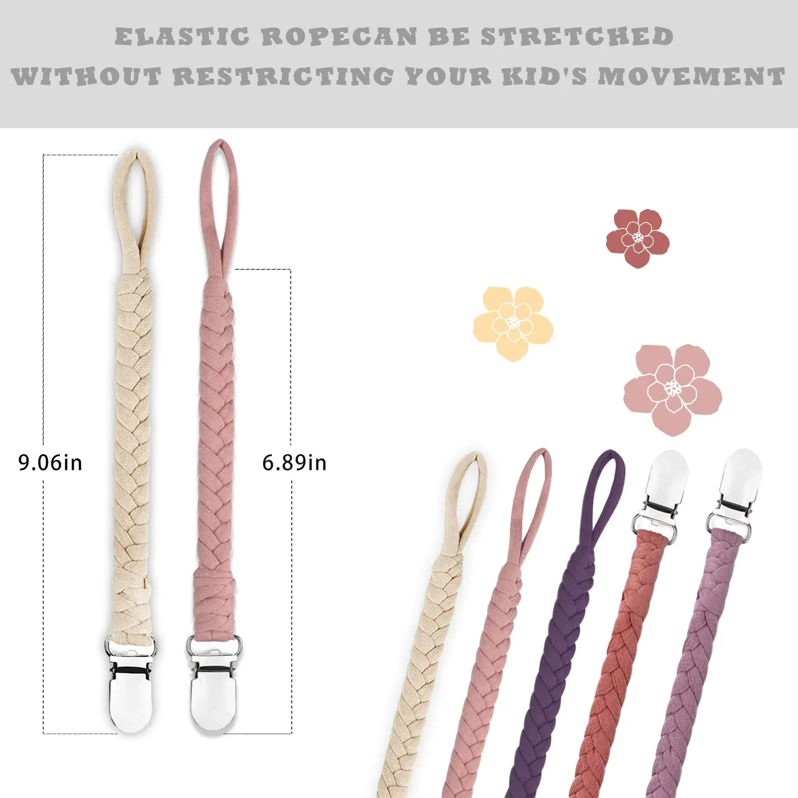 New Braided Pacifiers Leashes Clip for Boys & Baby Girl, Binky Clips Pacifier Holder 100% Handmade Teething Straps Unisex Design