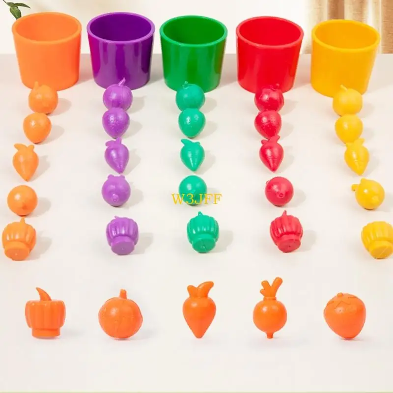 W3JF Fruit Vegetable Recognition Matching Jouet pour enfants Pratique coordination des yeux à main Compte Counting Tup Toy