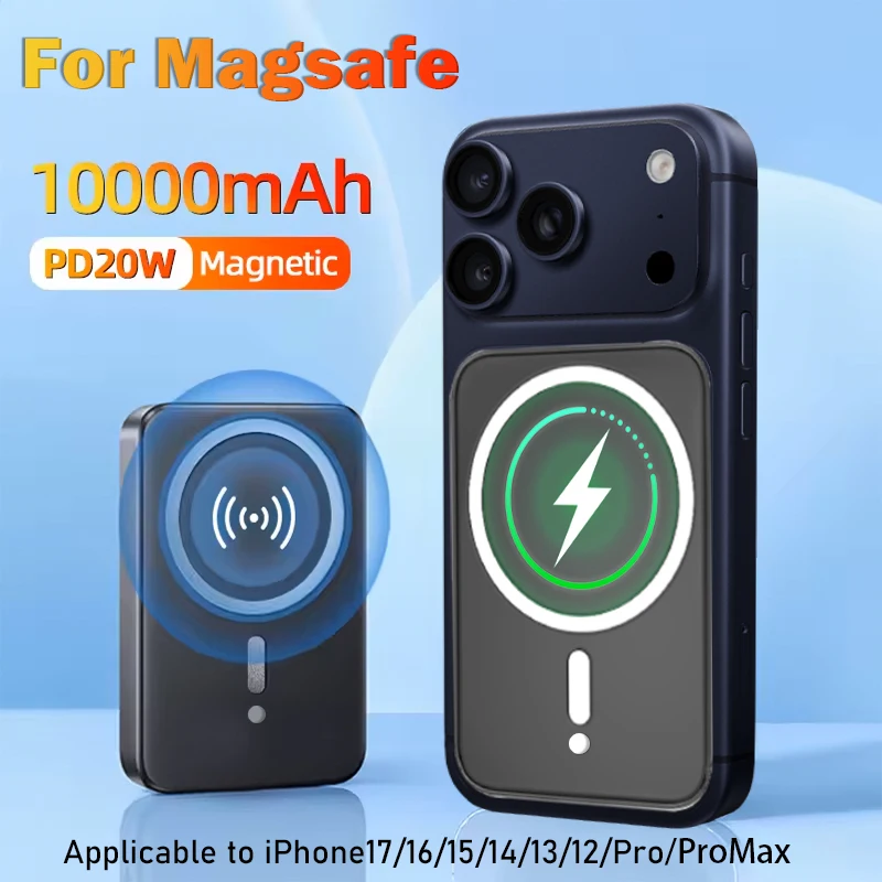 

Магнитный внешний аккумулятор SLIMMEST 10000 мАч! Быстрая беспроводная зарядка 22,5 Вт для iPhone (17-12), Samsung, Xiaomi | Просто Snap & Go!