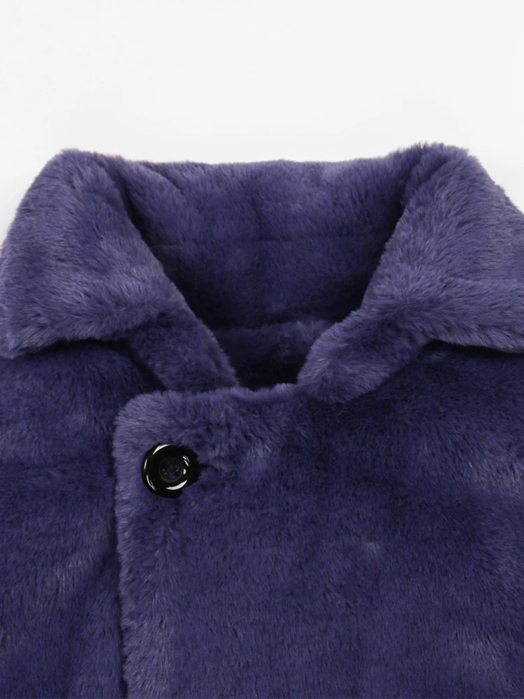 Nerazzurri Winter Long Oversized Thick Warm Purple Fluffy Faux Fur Coat Women Chic Luxury Designer Runway Chinese Fashion 2022