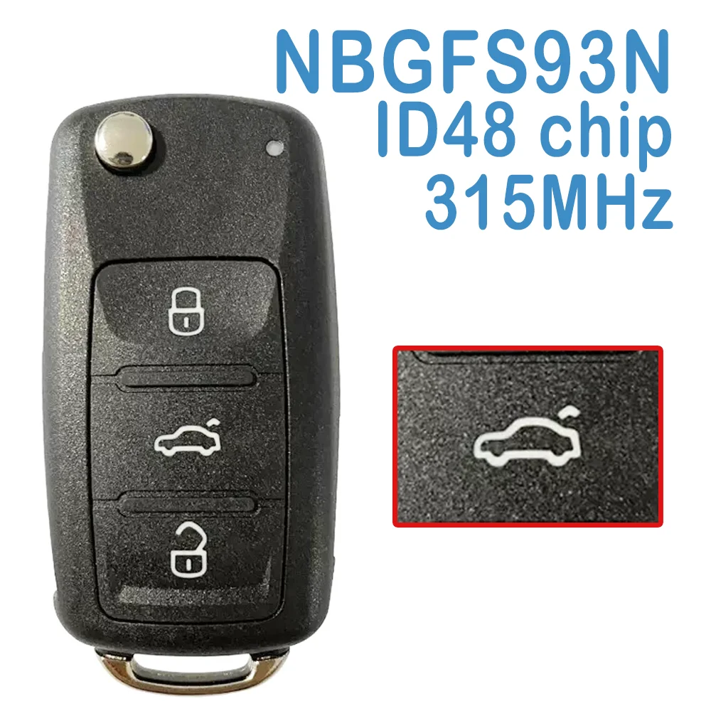 

NBGFS93N Auto Smart Remote 3+1B 315MHz ID48 Chip 5K0837202BP Replace Car Keyless Go Key For Volkswagen Jetta Passat 2017-2019