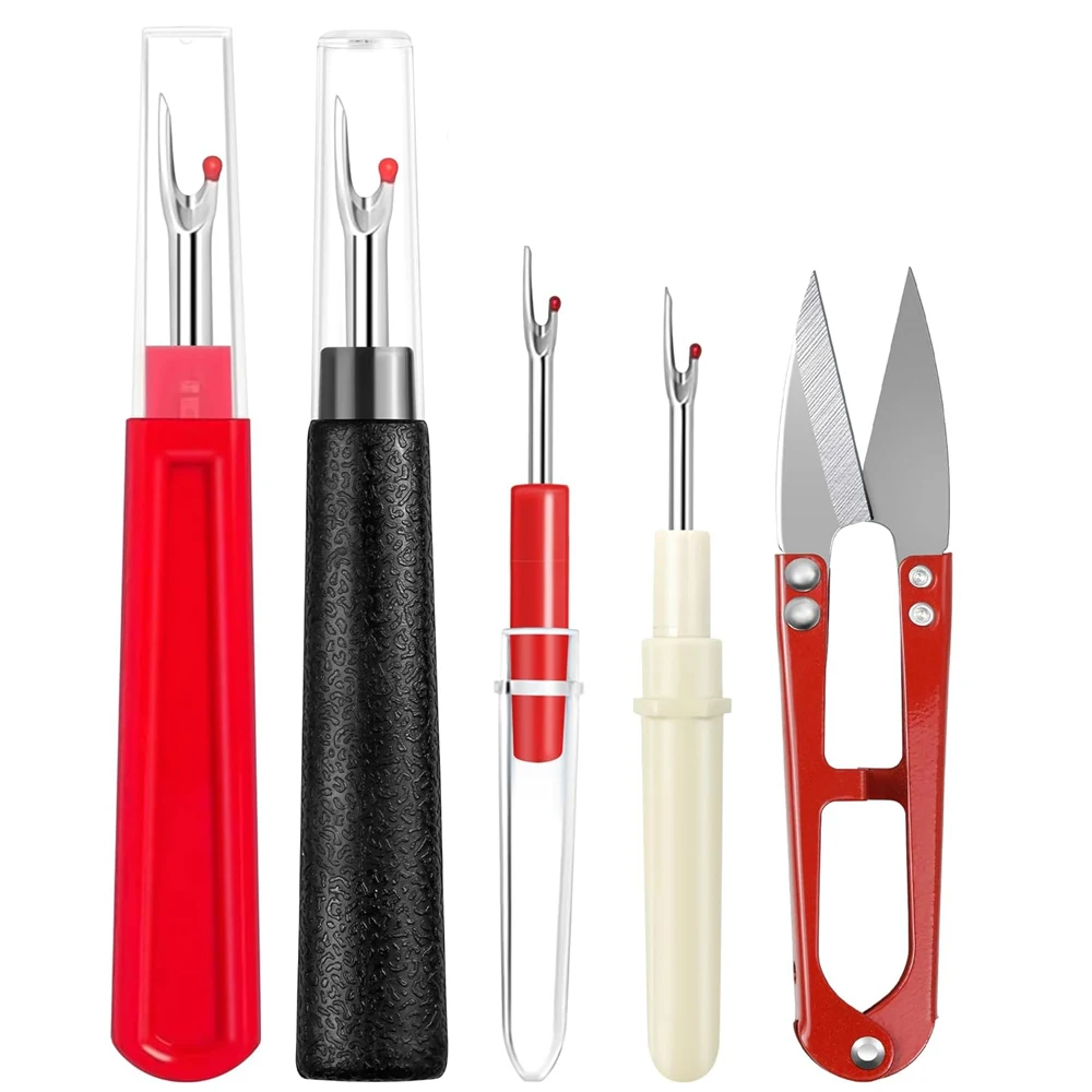 5pcs Seam Rippers for Sewing 2 Big and 2 Small Stitch Remover Tools Thread Ripper Embroidery Removal Tool with Thread Snips