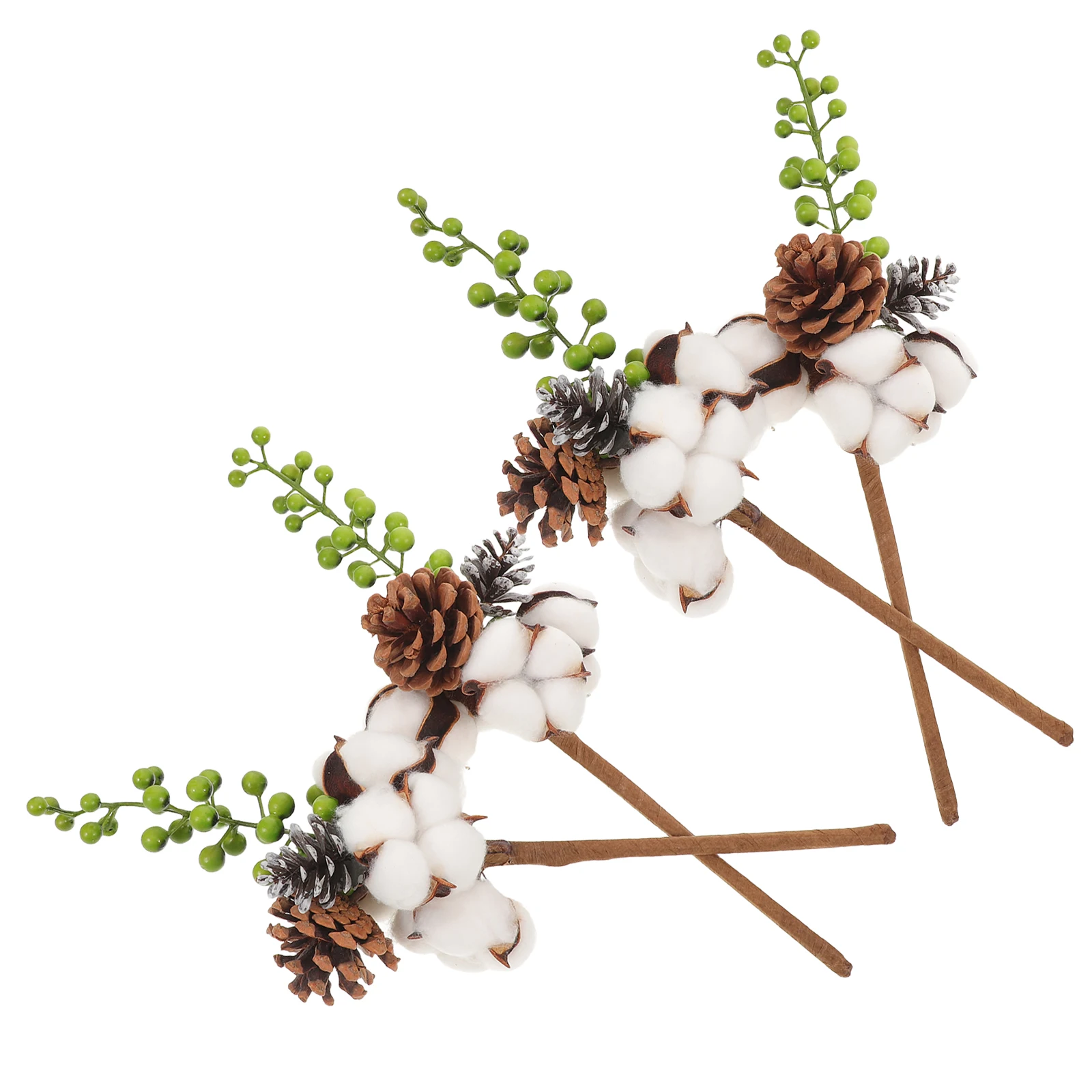 

4pcs Preserved Flower Decor: Natural Cotton Branch Picks Realistic Dried Stems For Farmhouse Home Centerpiece Autumn Vase