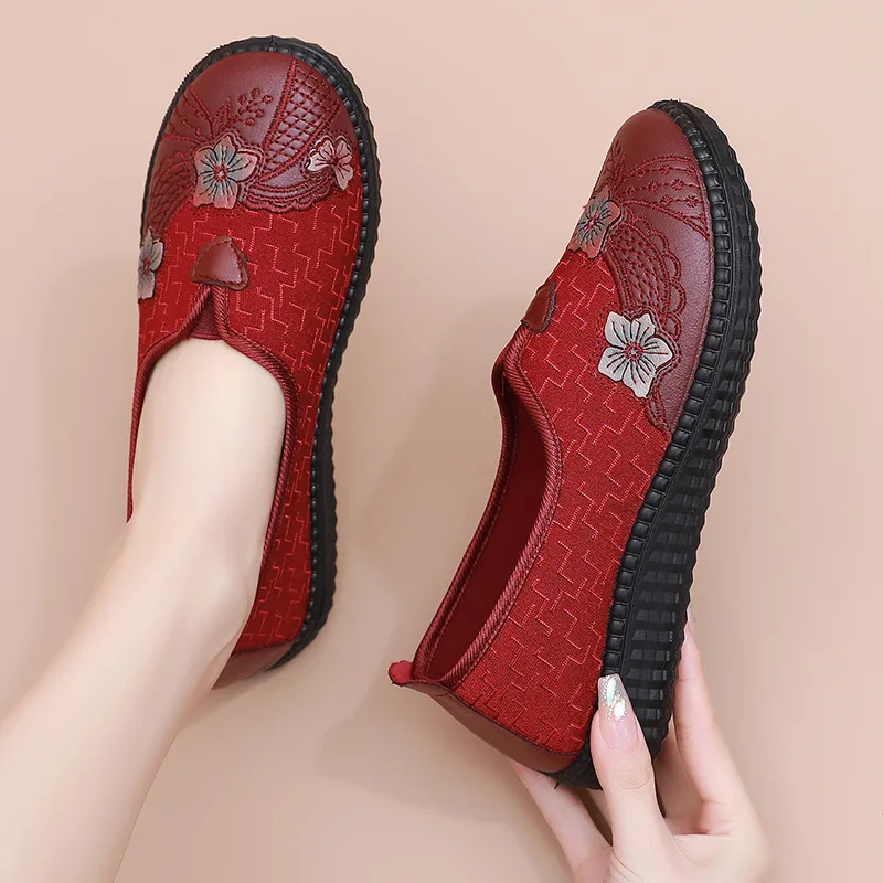 Women Loose Cpmfortable Flat Shoes Soft Sole Ladies Casual Shoes Round Toe Middle Aged and Elderly Mom Summer Shoe Light Loafers