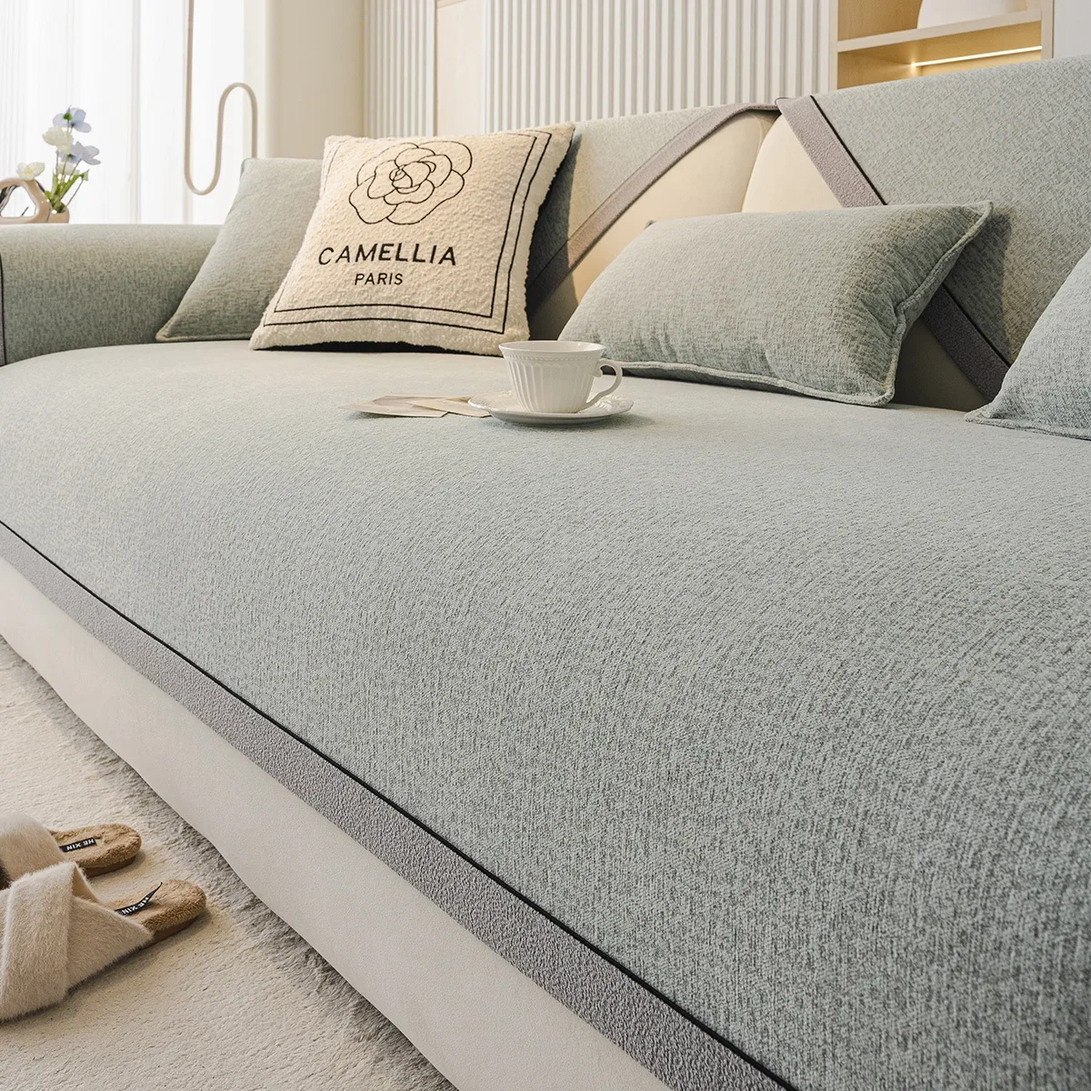 High end textura de veludo holandês sofá tapete capa lounge canto l forma sofá toalha capa antiderrapante casa protetor sala de estar