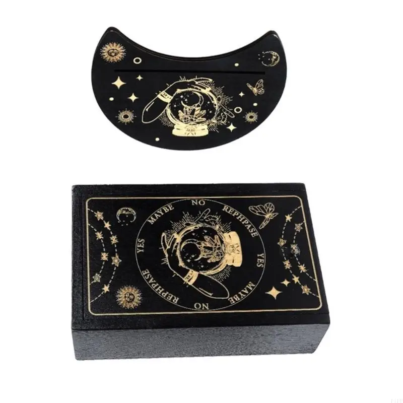 F1FD Game Tarots Cards Storage Box with Card Holder Tarots Cards Case Small Trinkets Box Divination Storage Box