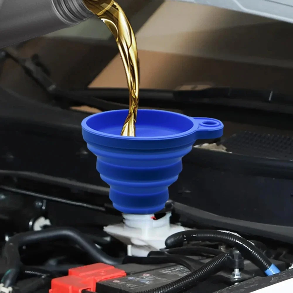 Portable Silicone Anti-Spill Funnel Foldable Engine Oil Petrol Gasoline Refilling Transfer Tool Universal Car Repair Accessory