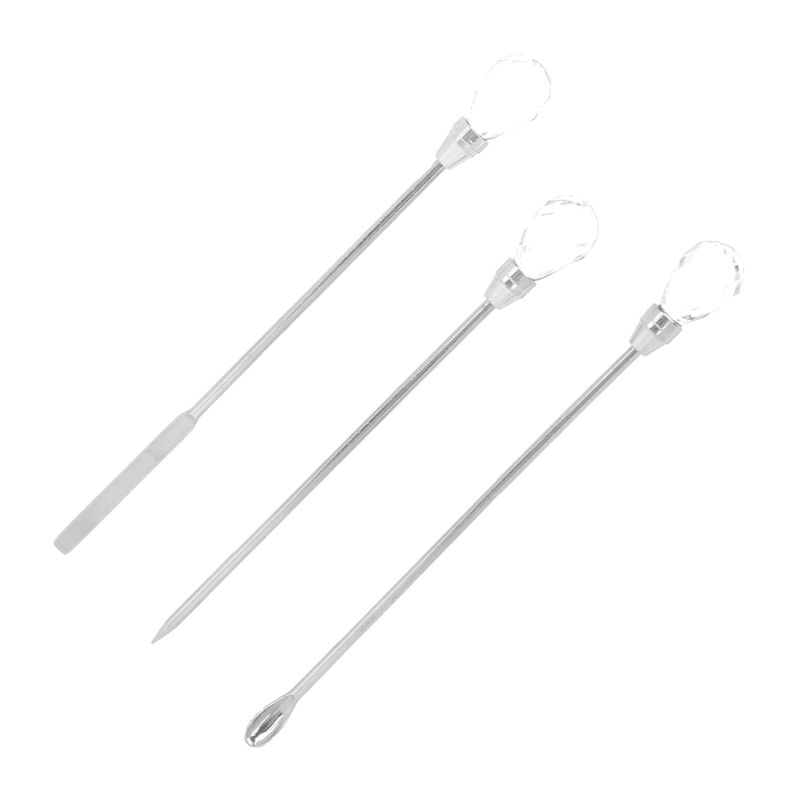 3Pcs Professional Nail Art Stirring Rod Spatula Set Stainless Steel Needle Stick Nail DIY ToolsTransparent