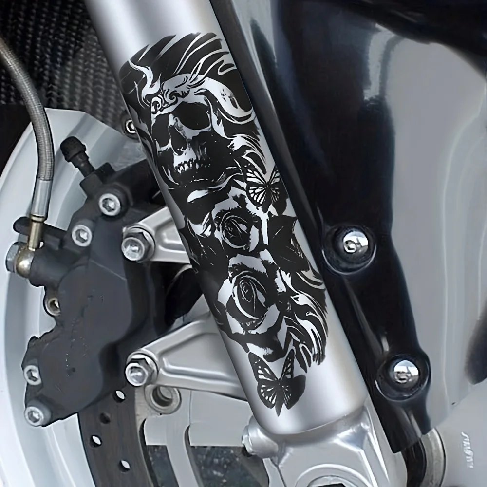 AliExpress NONE 2Pcs Universal Motorcycle Front Fork Skull Stickers, Old School Graphic Vinyl Decals for Bobber Touring Dirt Bike Exterior Decor