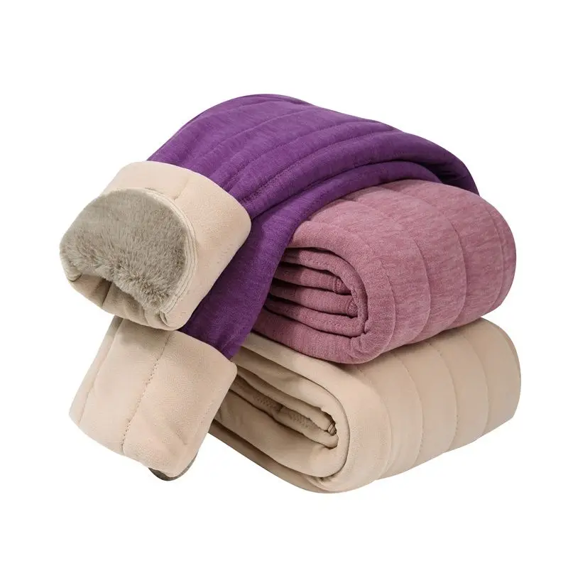 Mittleren Alters Winter Verdickte Hohe Taille Gefüttert Hosen Frauen Hause Bequeme Warme Hosen TT301