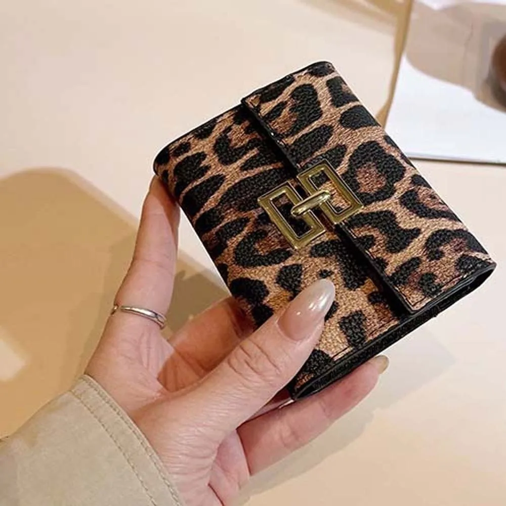 محفظة مضادة للرذاذ ومحمولة بطبعة الفهد ومحفظة متعددة البطاقات ومحفظة مربعة صغيرة كلاسيكية كلاسيكية من البولي يوريثان يوميًا #2