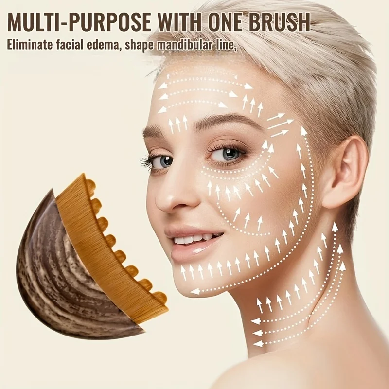 1 escova facial multifuncional para contorno linfático, escova seca, adequada para massagem no rosto, queixo e modelagem do queixo.