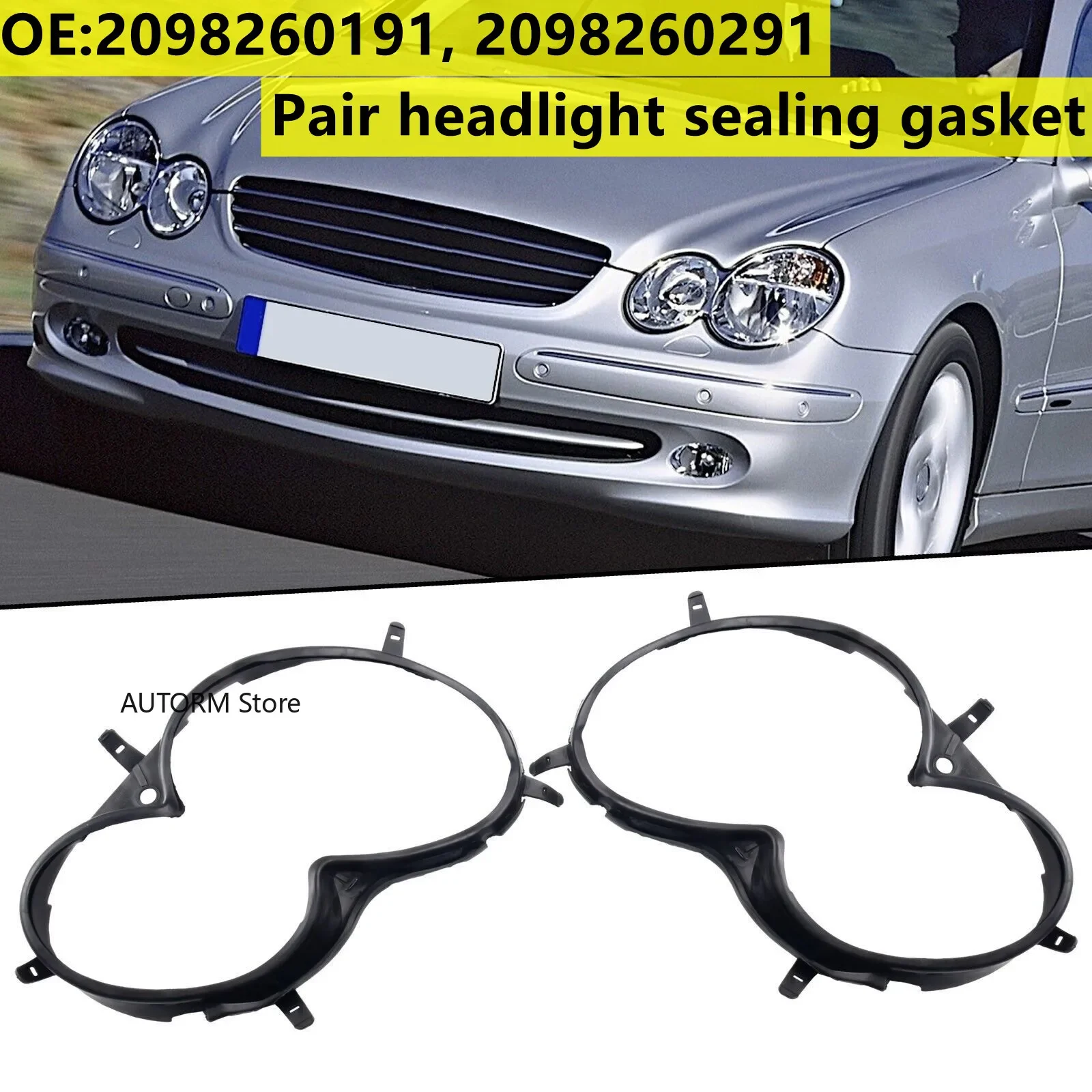 

Pair Front Headlight Lens Cover Trims Strip Headlight Sealing Strip Gasket For Mercedes-Benz W209 CLK200 CLK320 CLK350 2003-2009