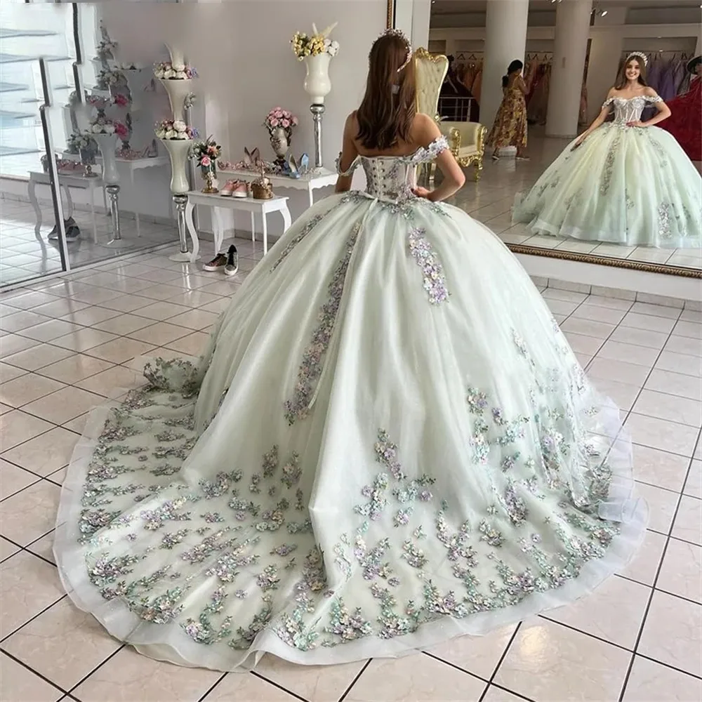 Ruiente Quinceanera Dresses 2024 New Sweet Flower Party Dress Classic Off The Shoulder Ball Gown Birthday Gown Graduation Dress