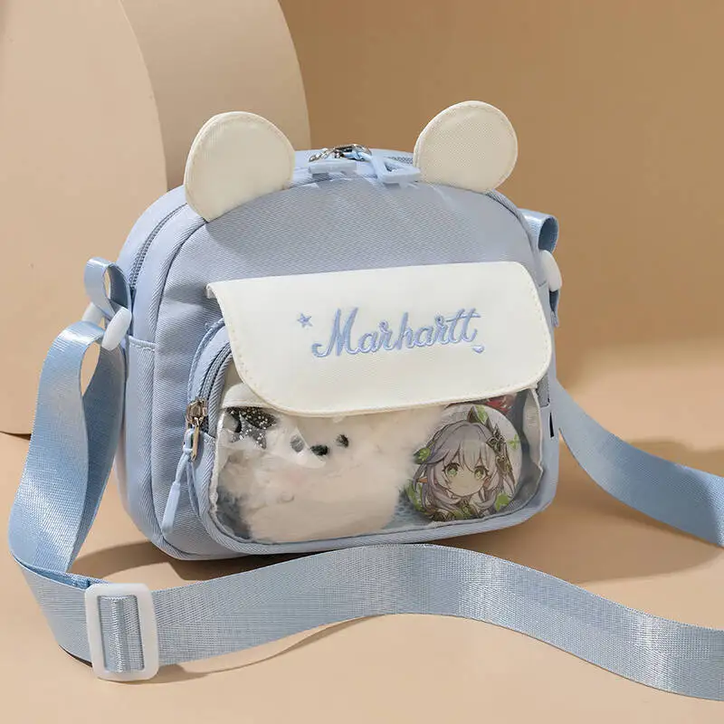 

New Transparent Window Embroidered Adjustable Badge Plush Pendant Anime Peripheral Storage Bag Minimalist Fashion Travel Casual