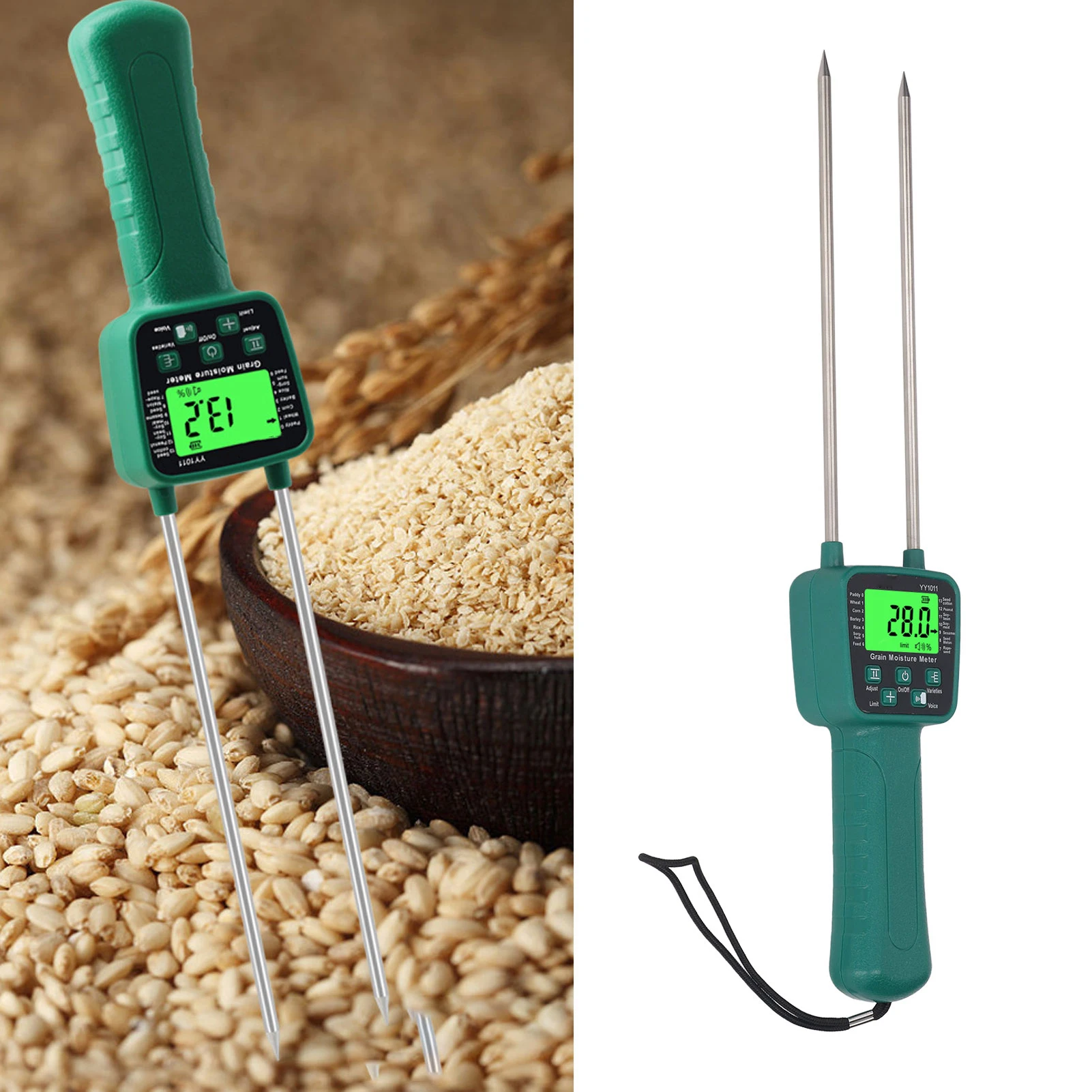 Digital Hay Moisture Meter LCD Display Grain Hygrometer With Voice Broadcast For Wheat Soybean