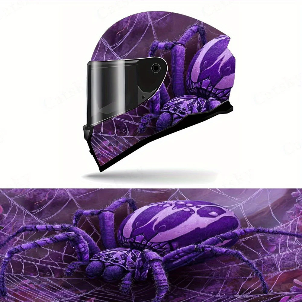 

Purple Spider Full Face Helmet Vinyl Sticker-Durable PVC Art Sticker, Suitable For Motorcycle Racing Helmets, Helmet Accessories
