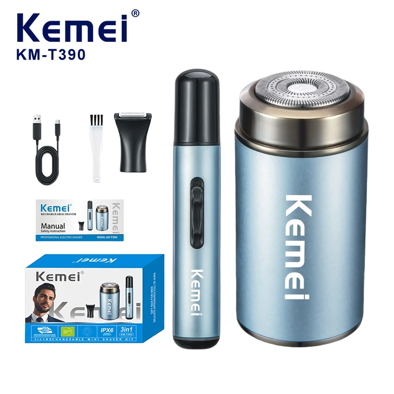 

Kemei T390 электробритва триммер для волос в носу триммер для бакенбардов 3в1 комплект профессиональная водостойкая бритва для мужчин станок для бритья