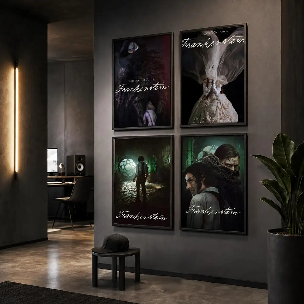 Classic Horror Movie F-Frankenstein Poster Wall Art Print Sticker for Bedroom Living Room Dorm Office Modern Home Decor