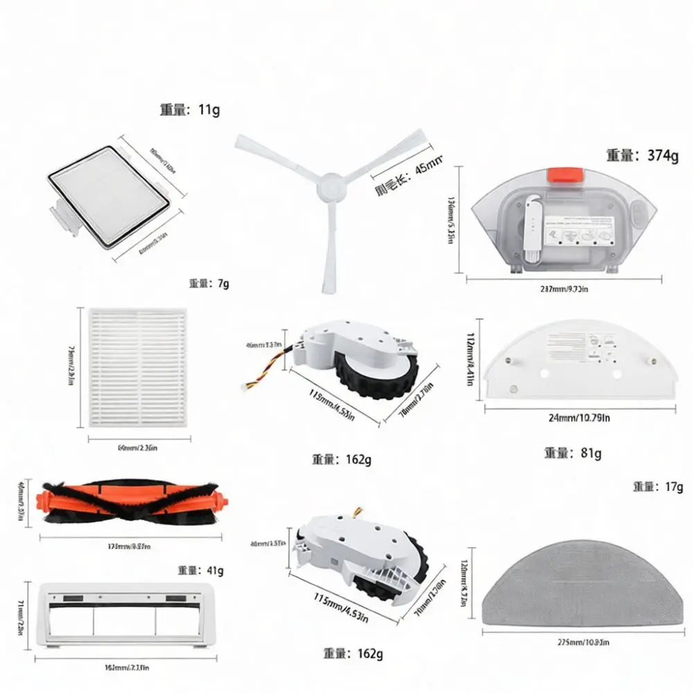 For Robot Vacuum 3C Enhanced E10 E12 C103 B112 S20 D106 Parts Replacement Main Brush Side Brushes Hepa Filter Mop Pad