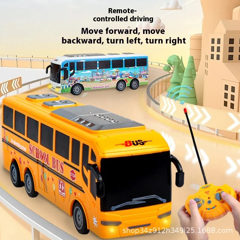 Four Way Colorful Lighting Simulation Bus Remote Control Bus Crash Resistant Police Car Model Children'S Remote Control Toy Car