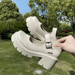 White Lolita Shoes for Women Platform Heels Sweet Mary Janes Japanese Female Students Shoe Cosplay Woman Uniform Pumps Plus Size