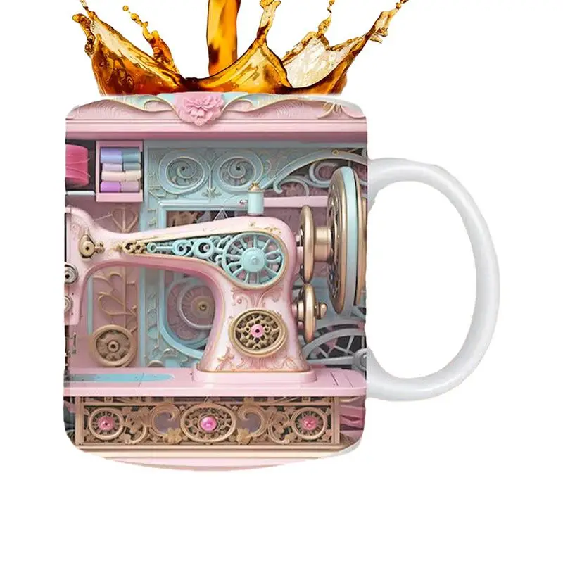 Sewing Machine Mug Sewing Machine Themed Mug 3DNovelty Microwave Safe Sewing Quilting Coffee Mug For Women's Birthday People Who