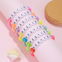 7Pcs/Set Smile Face Colorful Stackable Bracelet Besties Layering Friendship Candy Coloured Bead Girl Jewelry Gift