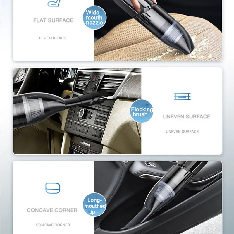 Przenośny odkurzacz samochodowy bezprzewodowy akumulator ręczny automatyczny odkurzacz 8000pa wysoki poziom ssania mocy