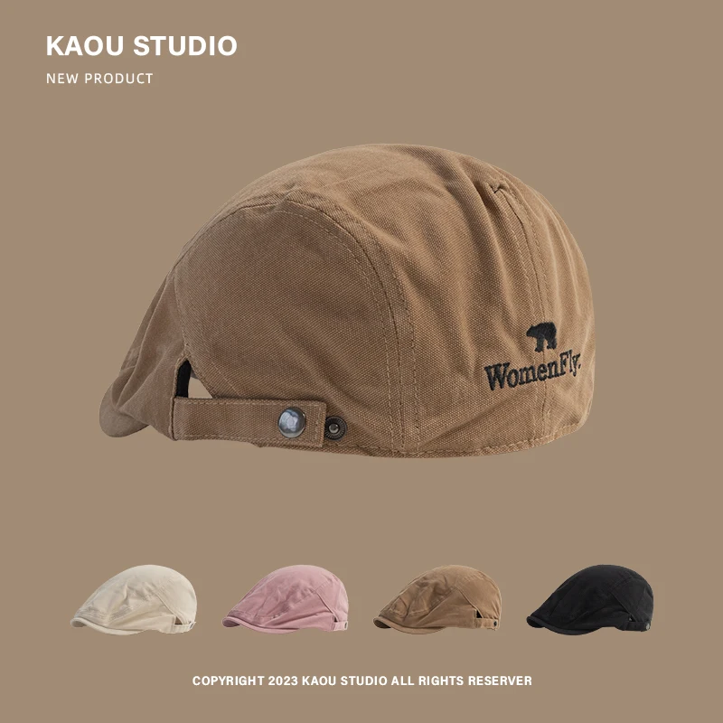 Japanese Designer Niche Retro Forward Hats for Men Spring and Summer Street Fashion Versatile Hip-hop Berets Caps for Women