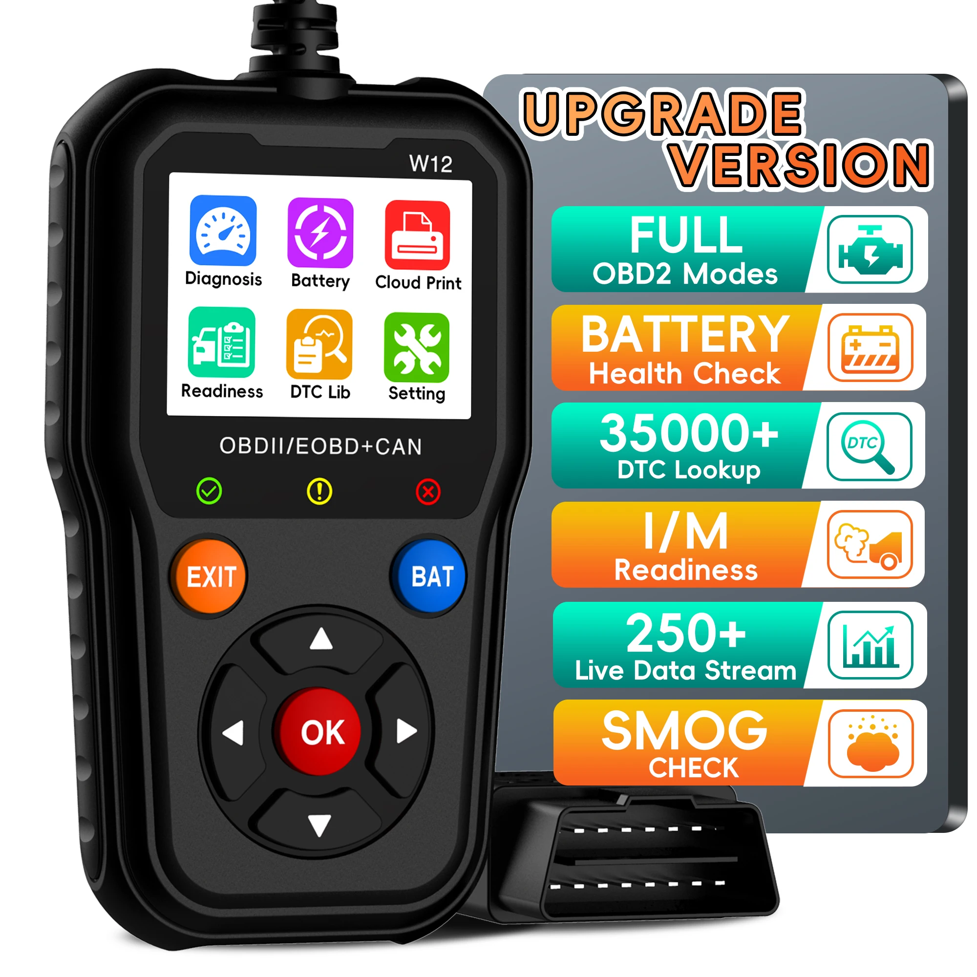 OBD2 Scanner Diagnostic Tool,Vehicle Check Engine Code Readers with Reset & I/M Readiness & More,Car Diagnostic Scan Tool