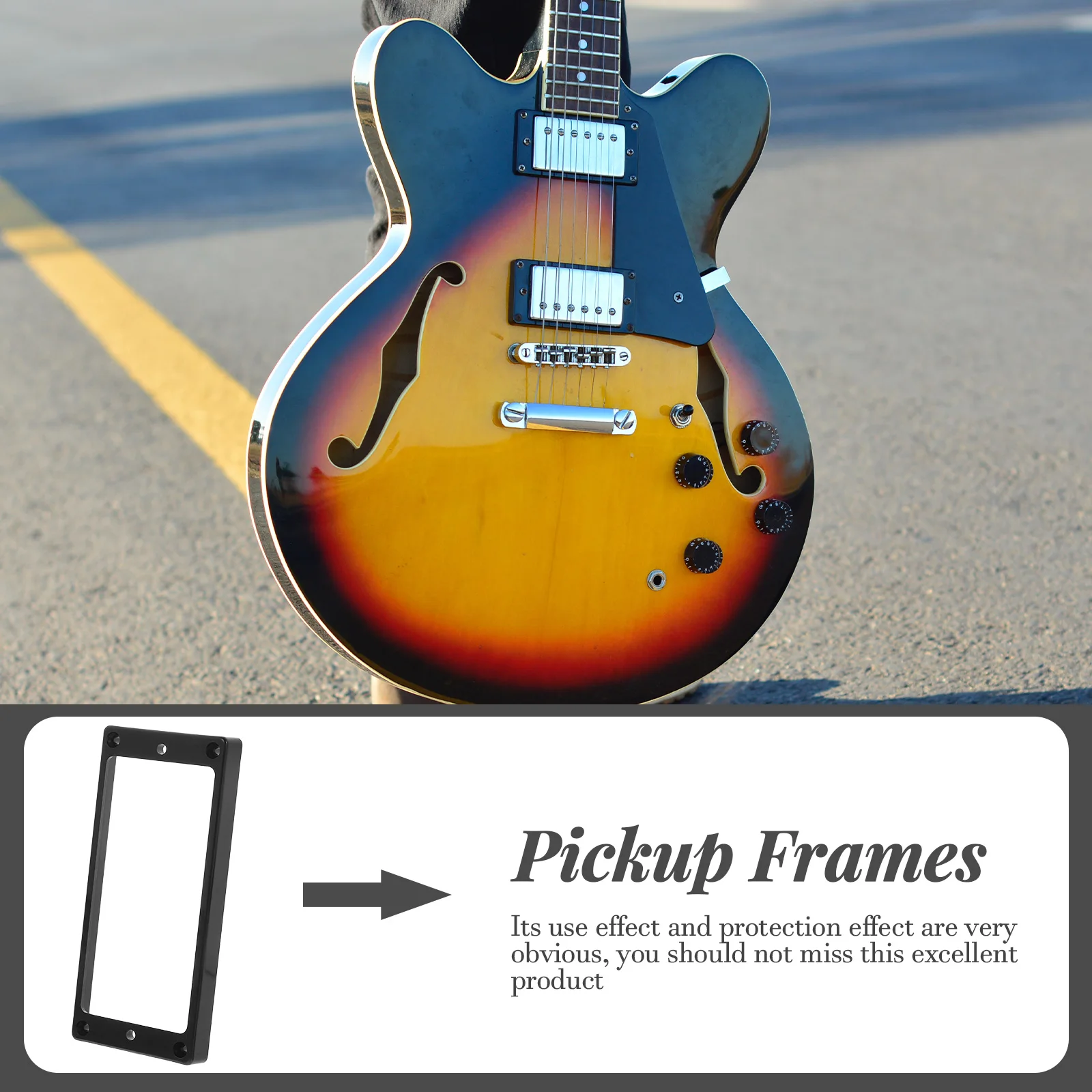 

2 Pcs Black Dual Pickup Neck Frames Cover Electric Guitar Part Protective Replacement Accessories Portable Plastic Durable