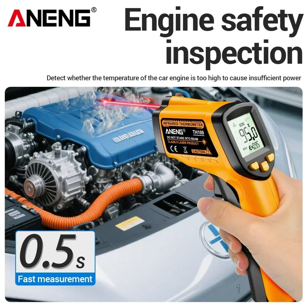 Termômetro infravermelho digital inteligente ANENG TH109 -50 ~ 400 ℃   Medidor de temperatura sem contato com display LCD Testadores de pirômetro e higrômetro