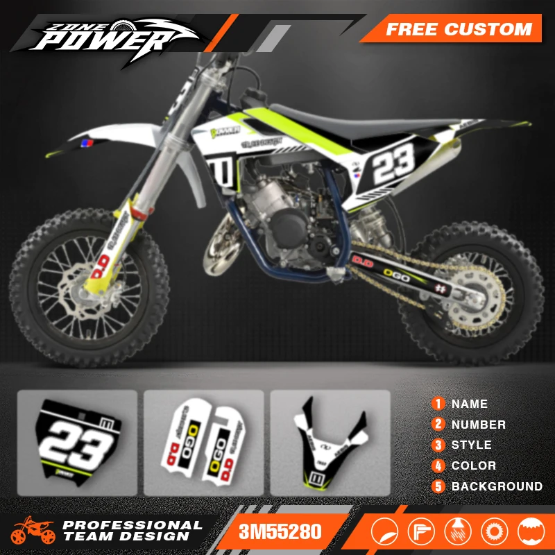 

Powerzone Motorcycle Fairing Graphics Background Decals Stickers Kits Number Name Custom For Husqvarna TC50 TC 50 2017-2023