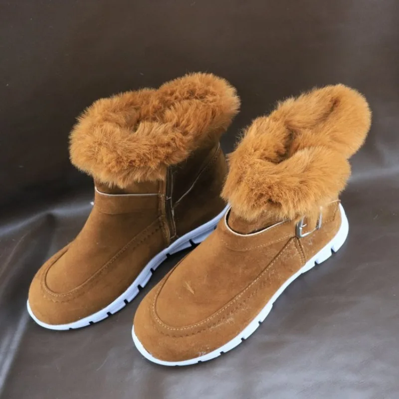 

Winter Women Fur Warm Chelsea Snow Boots Casual Shoes New Short Plush Suede Ankle Boots Flats Gladiator Sport Ladies Botas Mujer