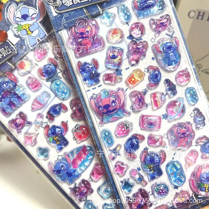 1/4pcs Kawaii Stitch 3d Relief Crystal Sticker Cute Diy Mobile Phone Decoration Sticker Student Hand Account Stationery Gift