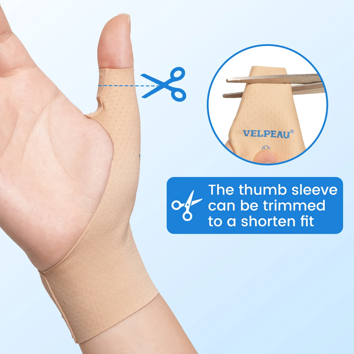 VELPEAU Funda de compresión para el pulgar para dolores suaves de artritis, deportes, forro de férula, soporte para el pulgar que se adapta a las