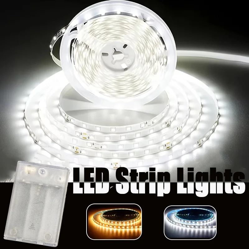 

5V USB LED Strip Lights with Battery Box Flexible High Brightness Tape Light for Bedroom Kitchen TV Christmas