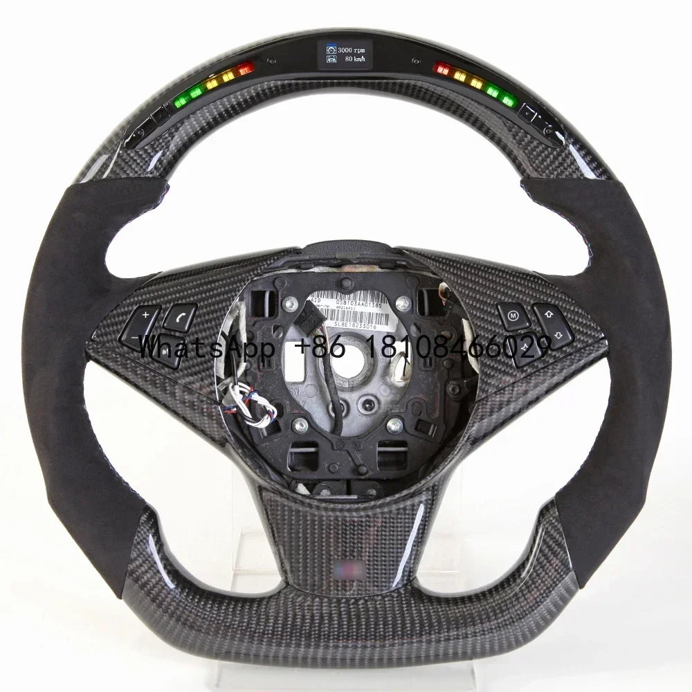 

For BMW E60 Carbon Fiber Steering Wheel with LED Alcantara BMW E60 E61 M5 E63 E64 M6 to M Performance Steering Wheel Upgrade