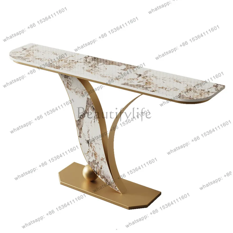 Light luxury entrance cabinet, high-end rock slab living room, modern simple entrance table