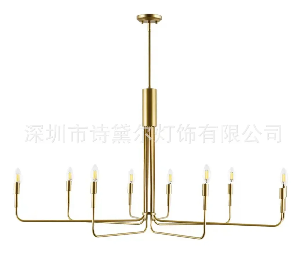 Modern Antique Gold Chandeliers For Dining Room 8 Lights Lighting Fixture With Aged Gold Finish For Living Room Bedroom