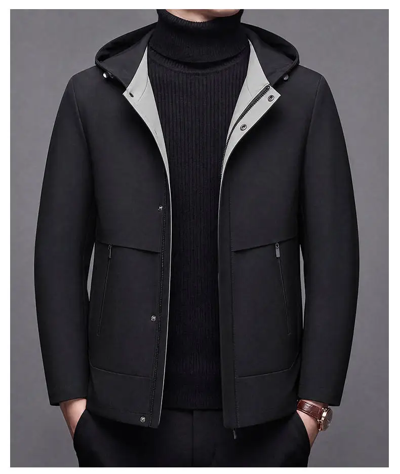 Hochwertige Herren-Freizeitjacken mit Kapuze 2026 Frühling Herbst Outdoor Reißverschluss-Windbreaker Tägliche Kleidung Lockere Einfarbige Mäntel – Detail 13