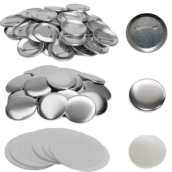 100 סטים של חלקי יצירה לכפתורי תג מתכת DIY חלקי כפתור תג ריקים תחתית מתכת חומרים ליצירת תג