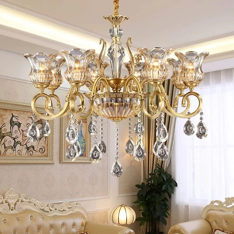 

European crystal ceiling, living room lights, dining room bedrooms, modern luxury crystal retro designer lighting fixtures