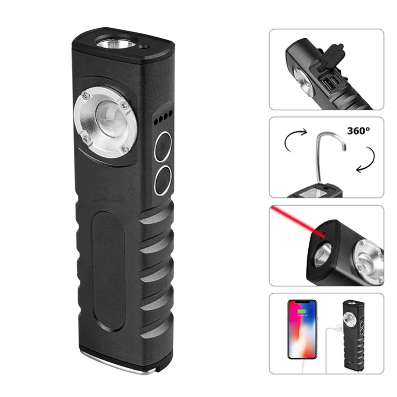 

A07F-EDC Flashlight With Auto Combo Work Light Rechargeable Stepless Dimming Flashlight With Magnet Aluminium Material