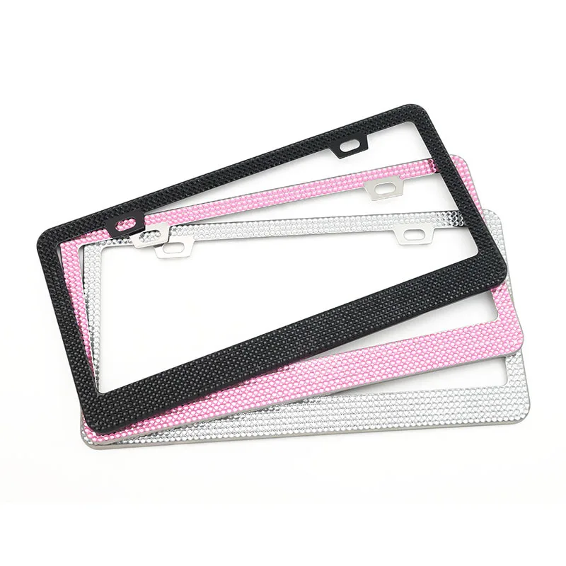 Black Pink Auto License Plate Frame Rhinestones Decorative Car Plates Accessories For Cars Woman Usa Car License Plate Frame