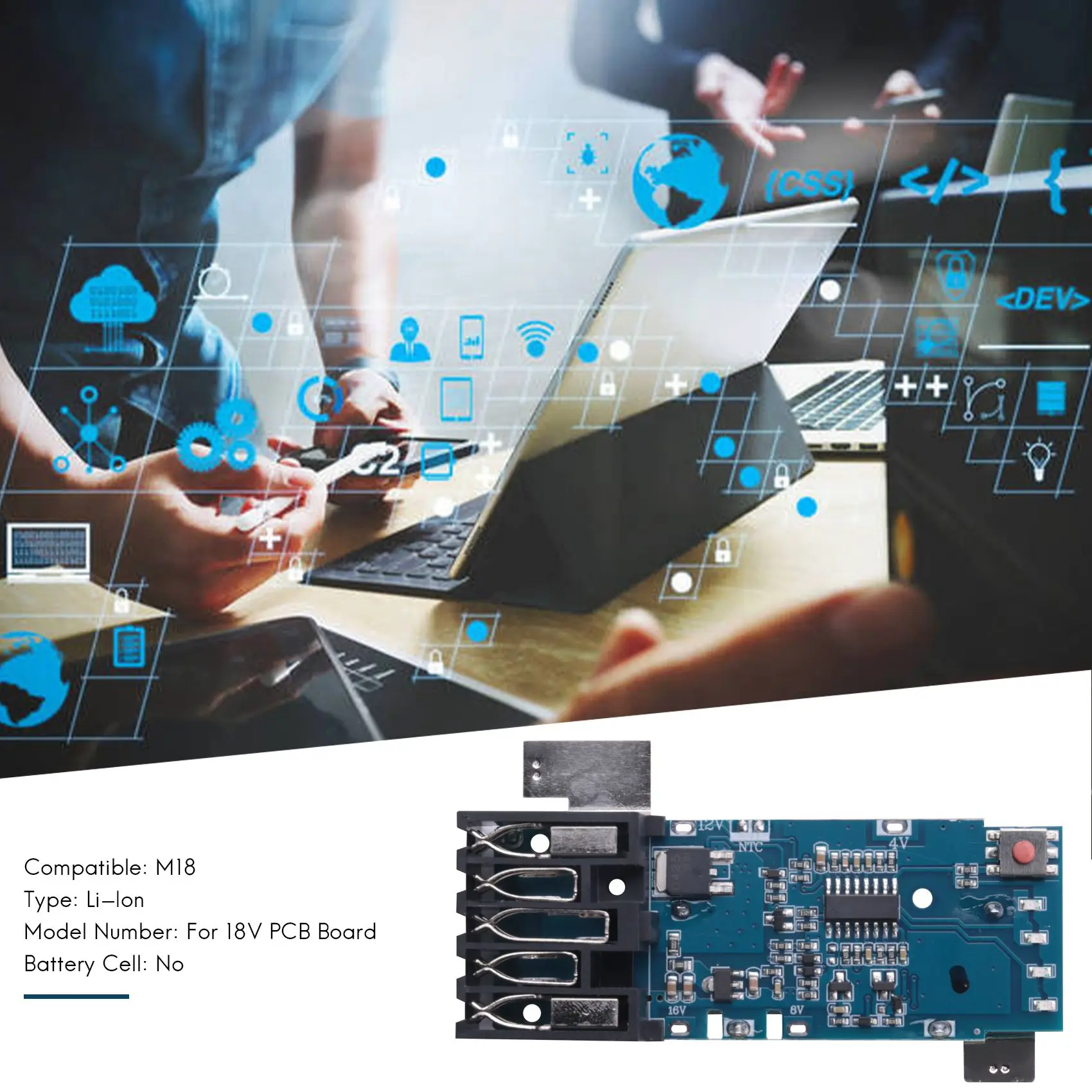 Papan sirkuit pelindung CAS baterai M18 PCB untuk 48-11-1815 M18 V 1,5ah 3,0ah 5Ah 6Ah