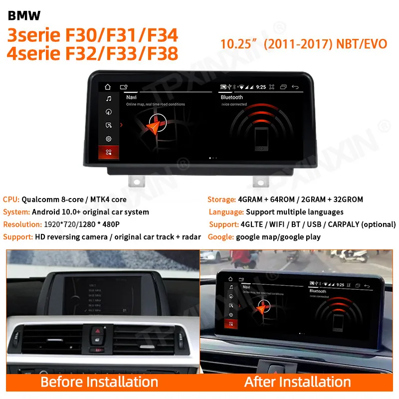 2 Din Carplay Car Multimedia Screen For BMW 3Serie F30 F31 F34 2011-2017 Android10 Auto Radio GPS 4G SIM Idrive Car PC