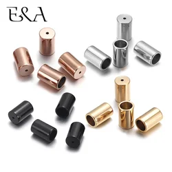 Stainless Steel 6mm / 1mm Tube Beads for Connect Leather Cord End Beads Spacer for Bracelet Jewelry Making Accessories