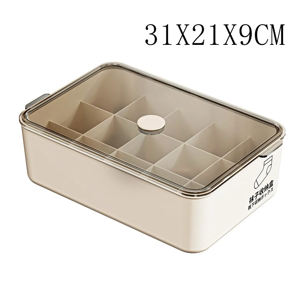 

10/15 Grids Underwear Storage Box with Cover Case Classification Panties Socks Organizer Stable Stacking Dustproof